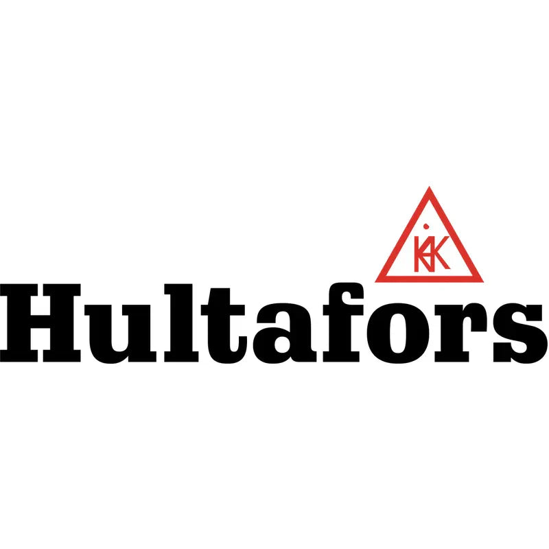 Hultafors verktyg logotyp i svart text med vit bakgrund.