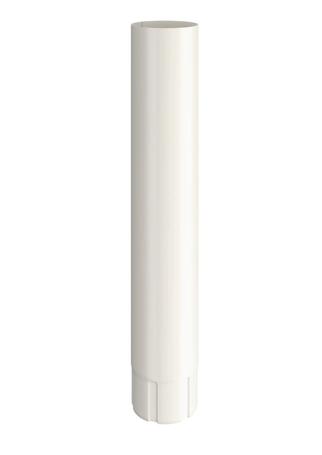 Mellanstycke 87mm diameter i vit kulör från Lindab. Längd 1m. Passar till stuprör och takavvattning.